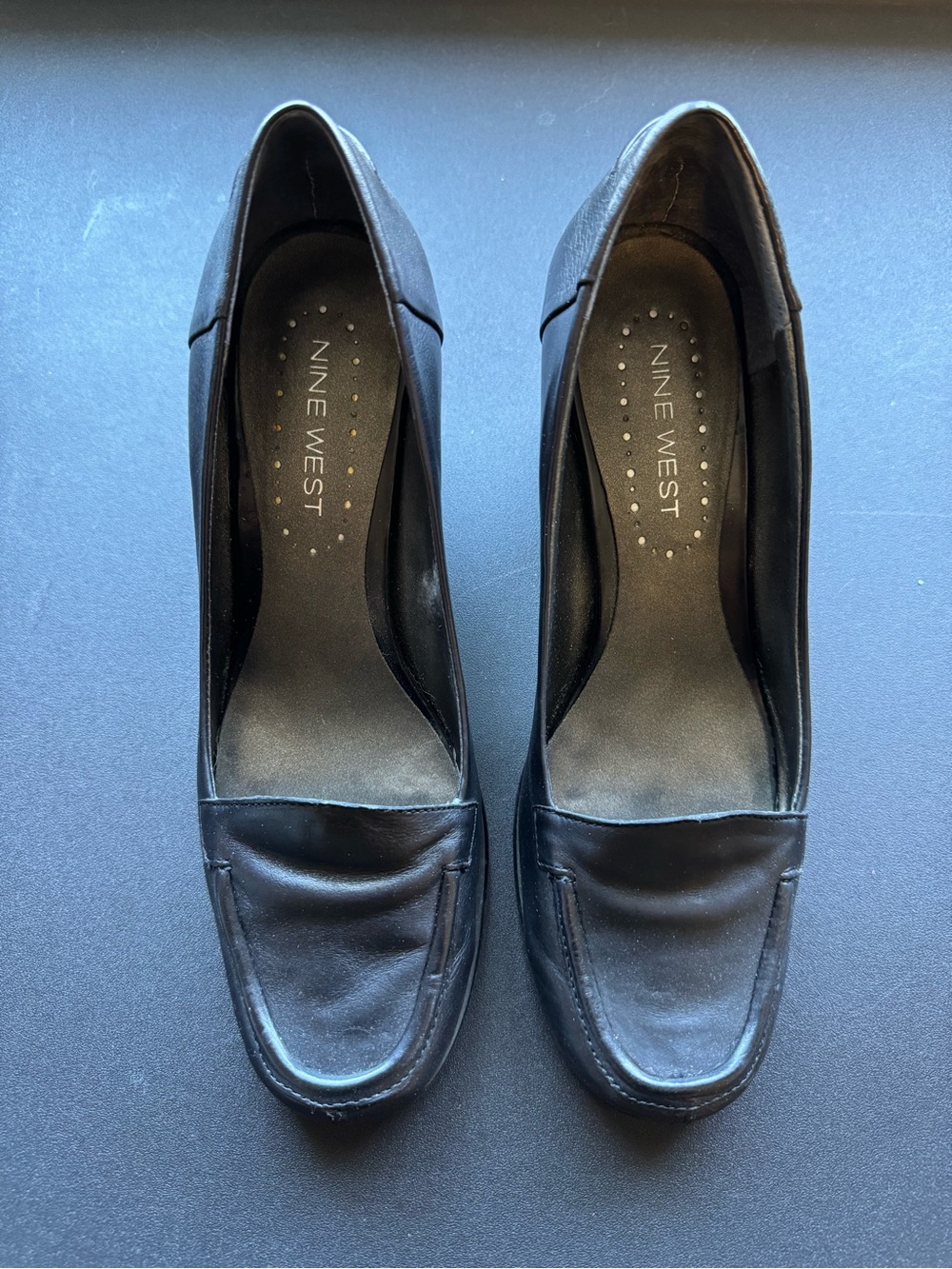 Nine West Black Leather Loafer Pumps
